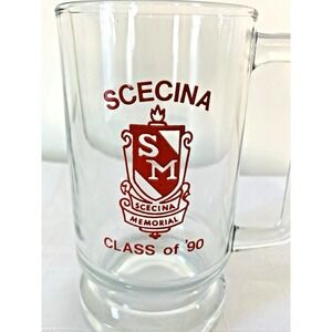 Vintage Class of 1990 Scecina High School Commemorative Glass Mug with Handle